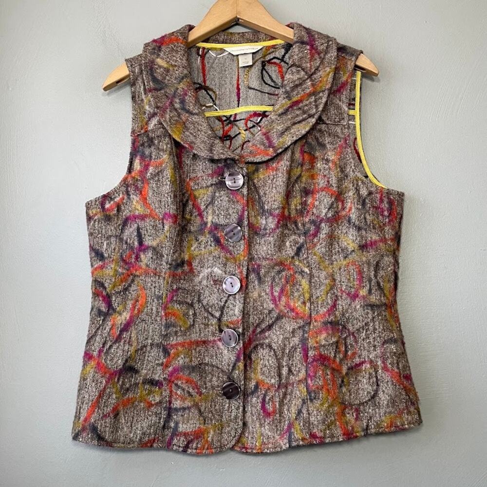 Christopher & Banks Vest Size Medium Felted Artsy Unique Wearable Art Goblincore